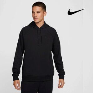 Nike Dri-FIT UV Mens Fleece Pullover Performance Training Hoodie All Black XL